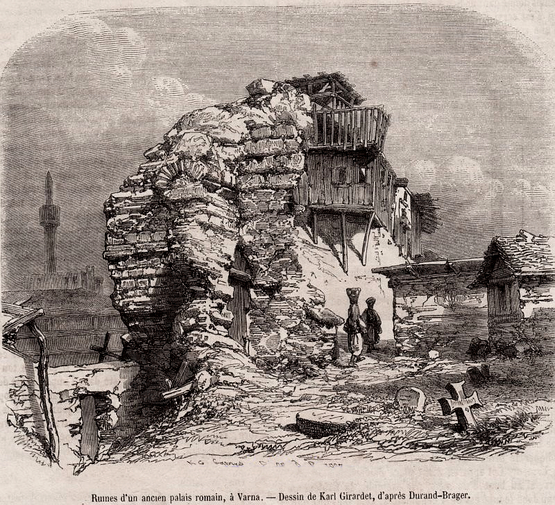 Варна през османския период, римски руини, гравюра от първата половина на XIX в.