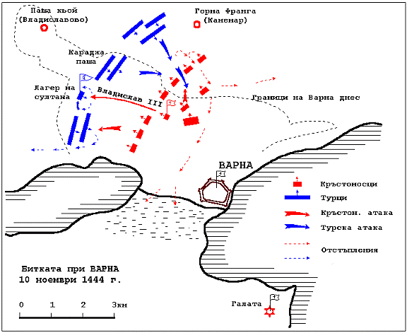 Схема на Варненската битка от 1444 г.